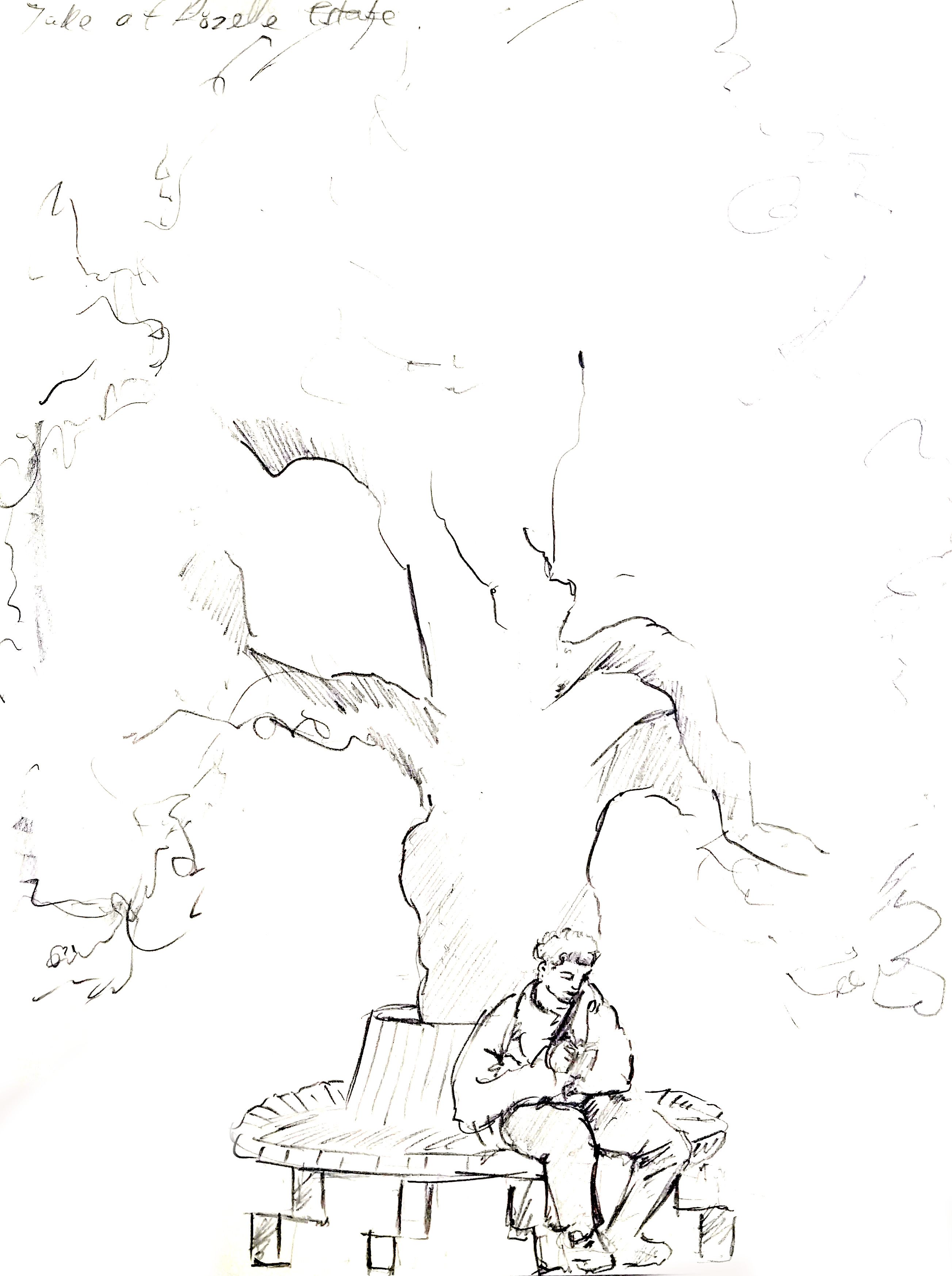 Sketch of person under a tree