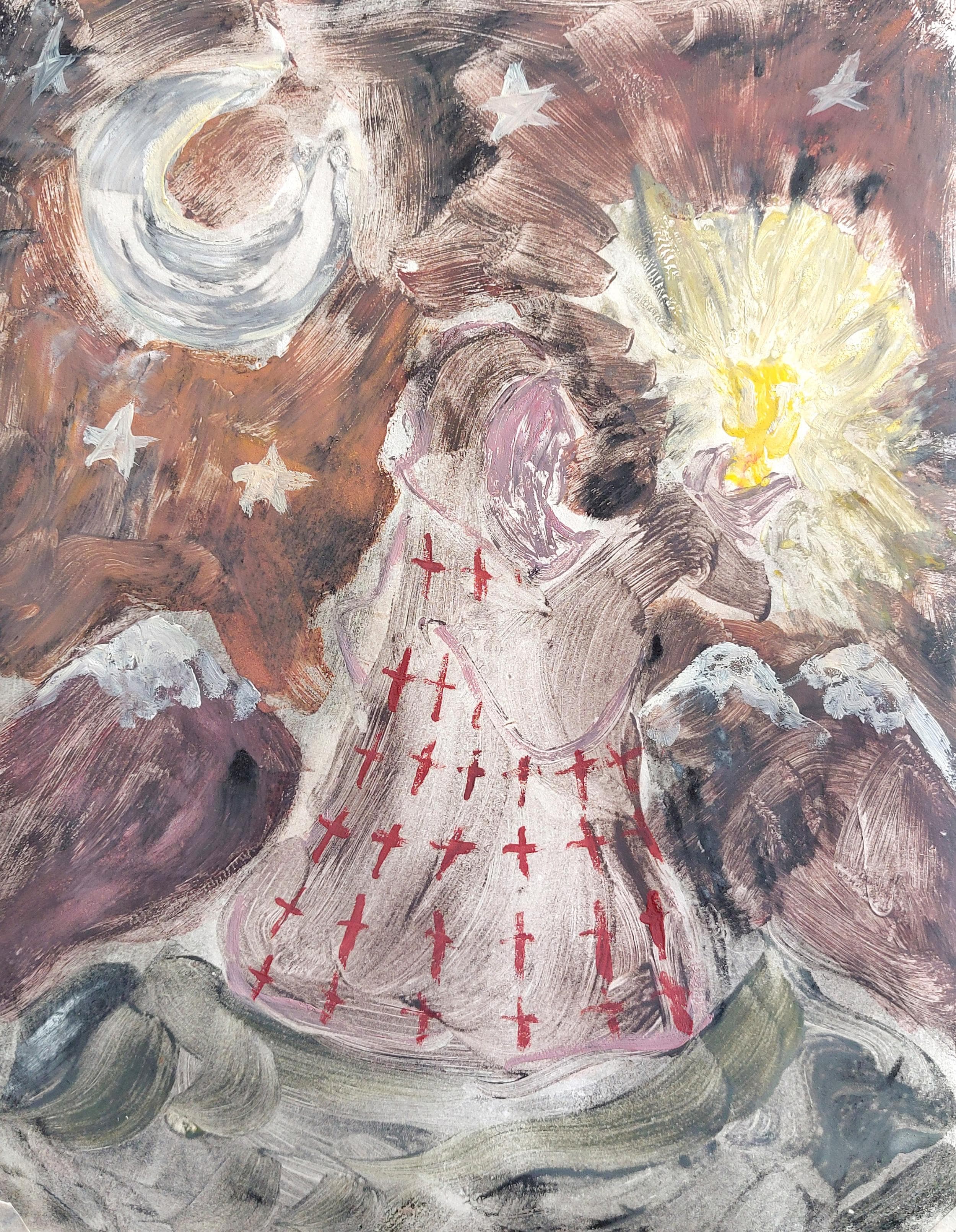 Monoprint of a hermit