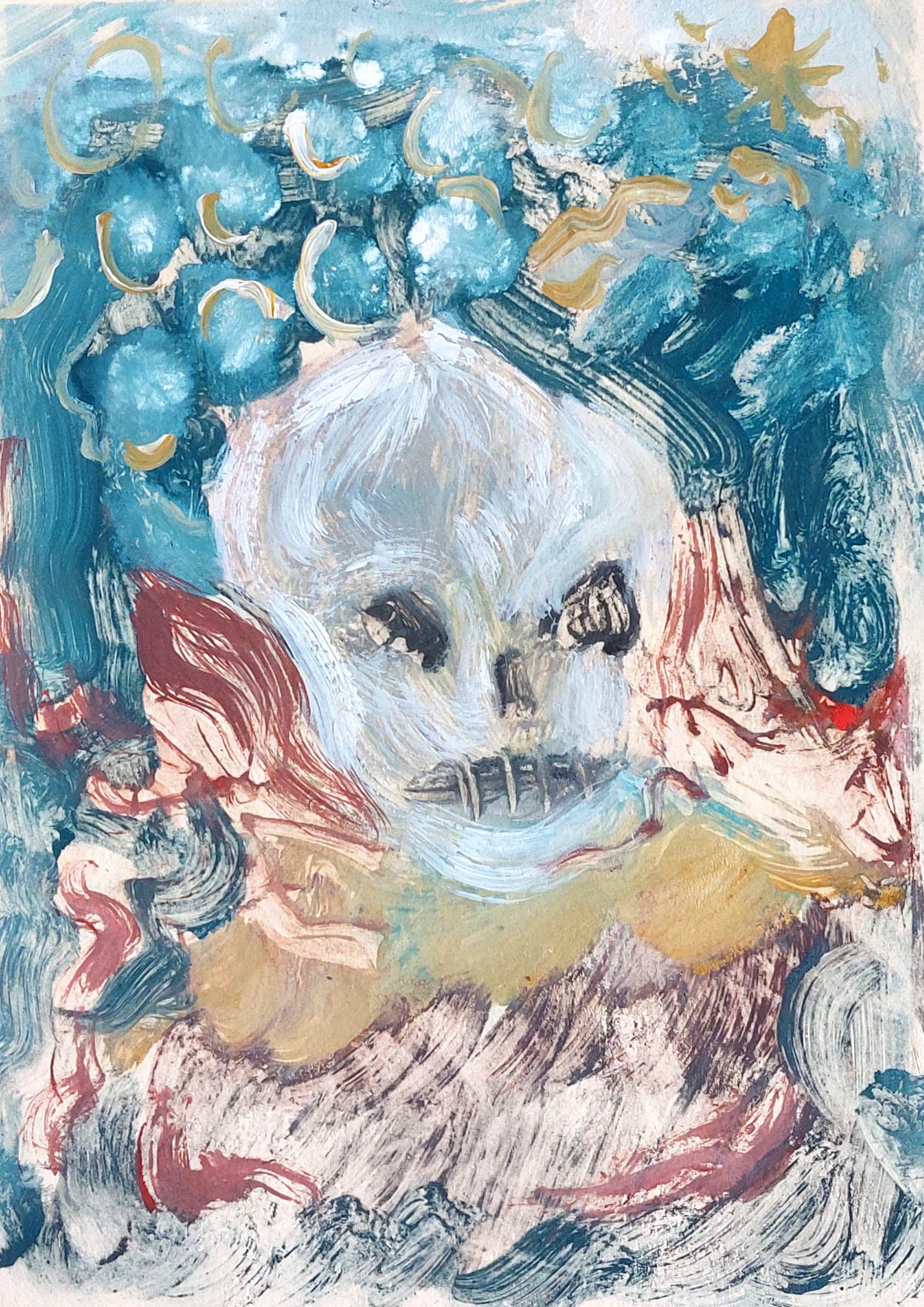 Monoprint of a skull